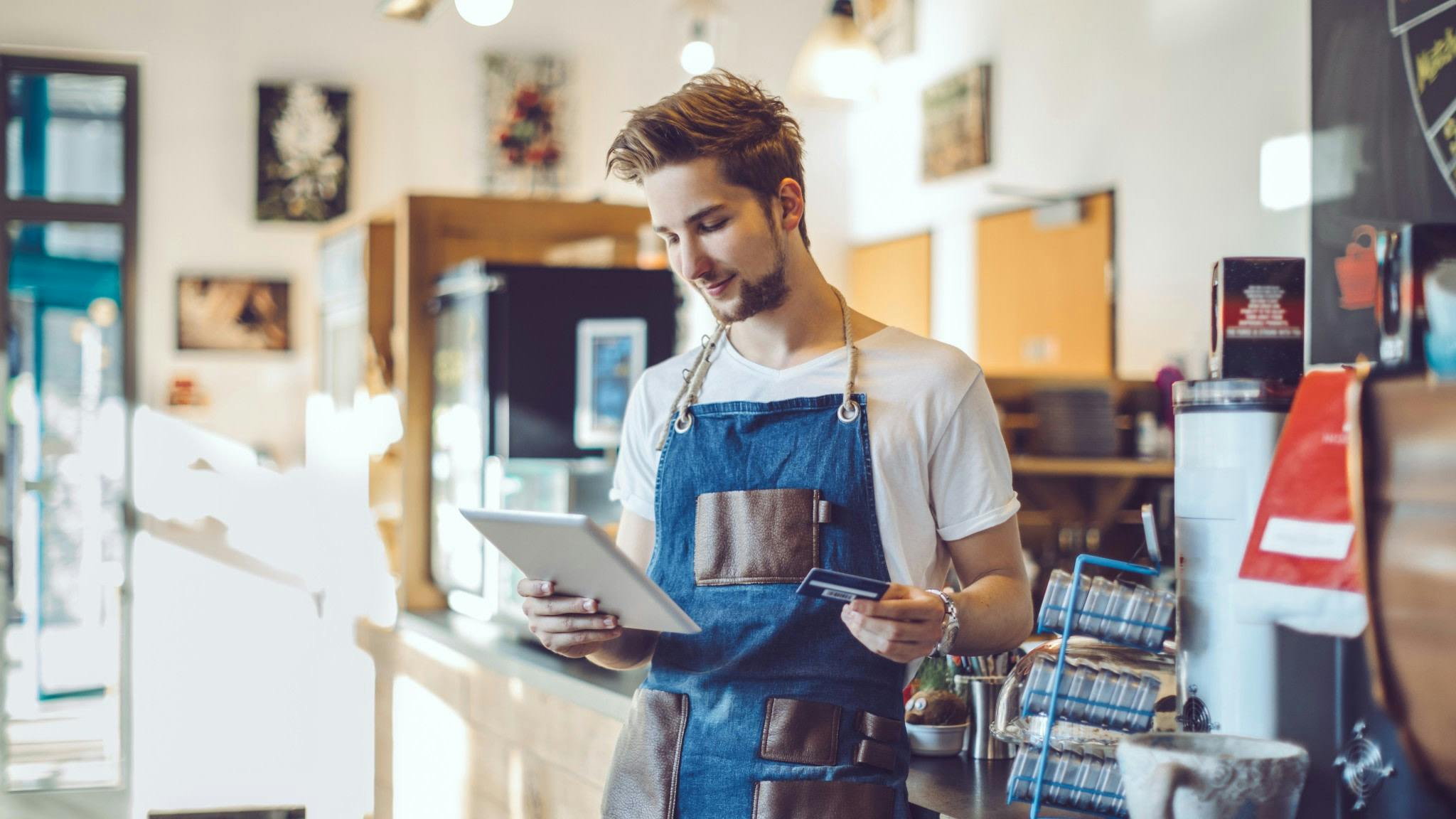 Barista with credit card